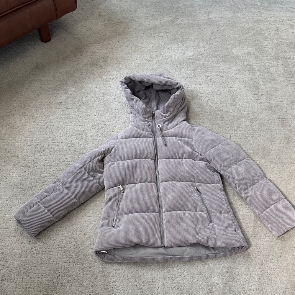 Sam Edelman Gray Hooded Puffer Jacket